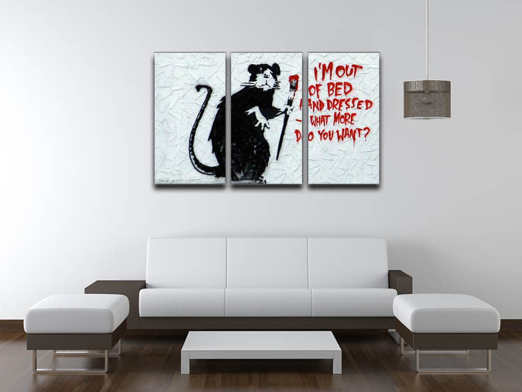 Banksy I'm Out Of Bed And Dressed 3 Split Canvas Print - Canvas Art Rocks
