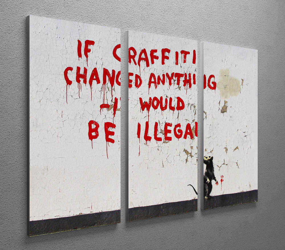 Banksy If Graffiti Changed Anything 3 Split Panel Canvas Print - Canvas Art Rocks