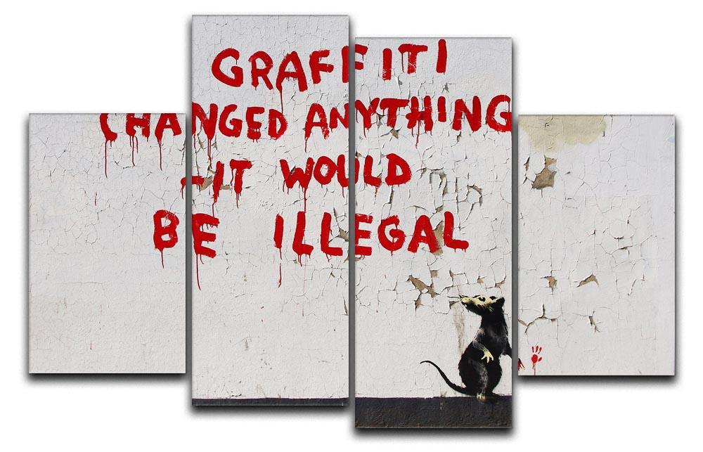 Banksy If Graffiti Changed Anything 4 Split Panel Canvas  - Canvas Art Rocks - 1
