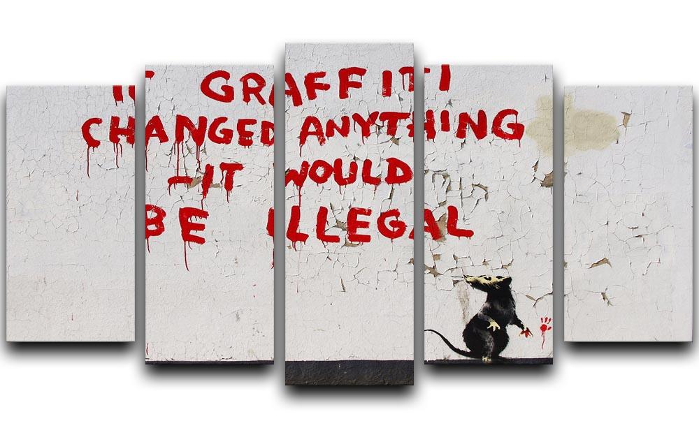 Banksy If Graffiti Changed Anything 5 Split Panel Canvas  - Canvas Art Rocks - 1