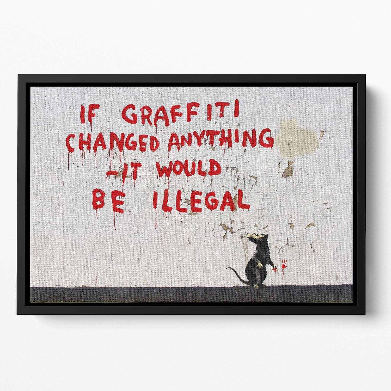 Banksy If Graffiti Changed Anything Floating Framed Canvas