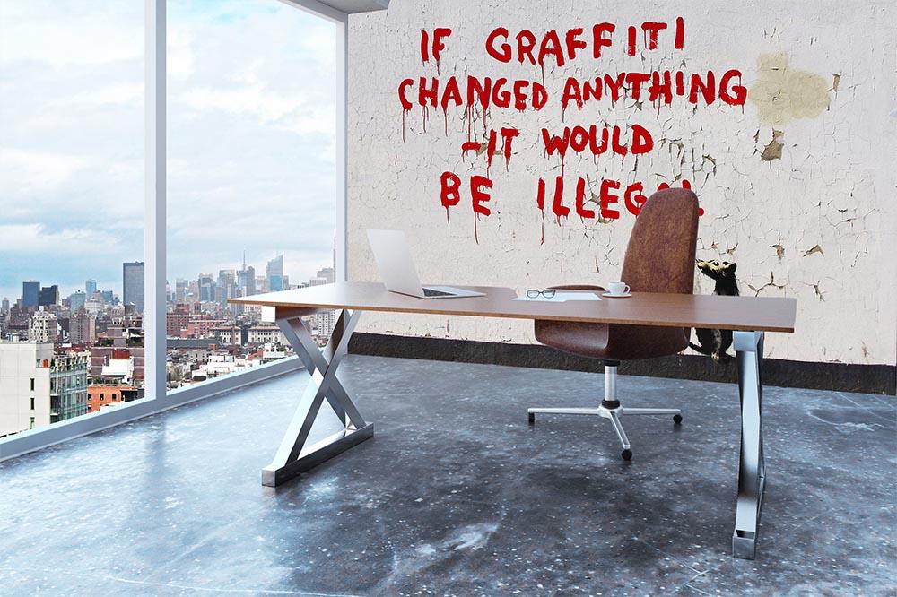 If Graffiti Changed Anything It Would Be Illegal Banksy If Graffiti Changed Anything Wall Mural Wallpaper | Canvas Art Rocks