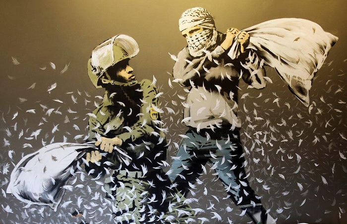 Banksy Israeli And Palestinian Pillow Fight Wall Mural Wallpaper