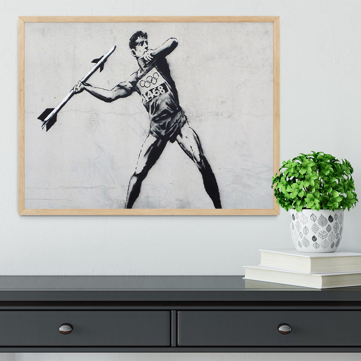Banksy Javelin Thrower Framed Print - Canvas Art Rocks - 4
