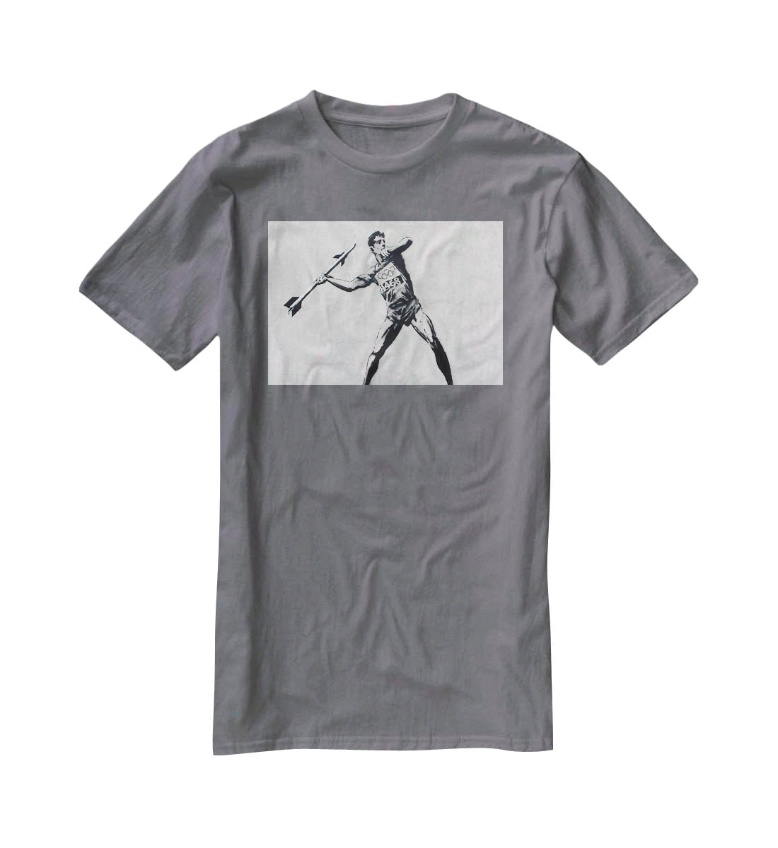 Banksy Javelin Thrower T-Shirt - Canvas Art Rocks - 3