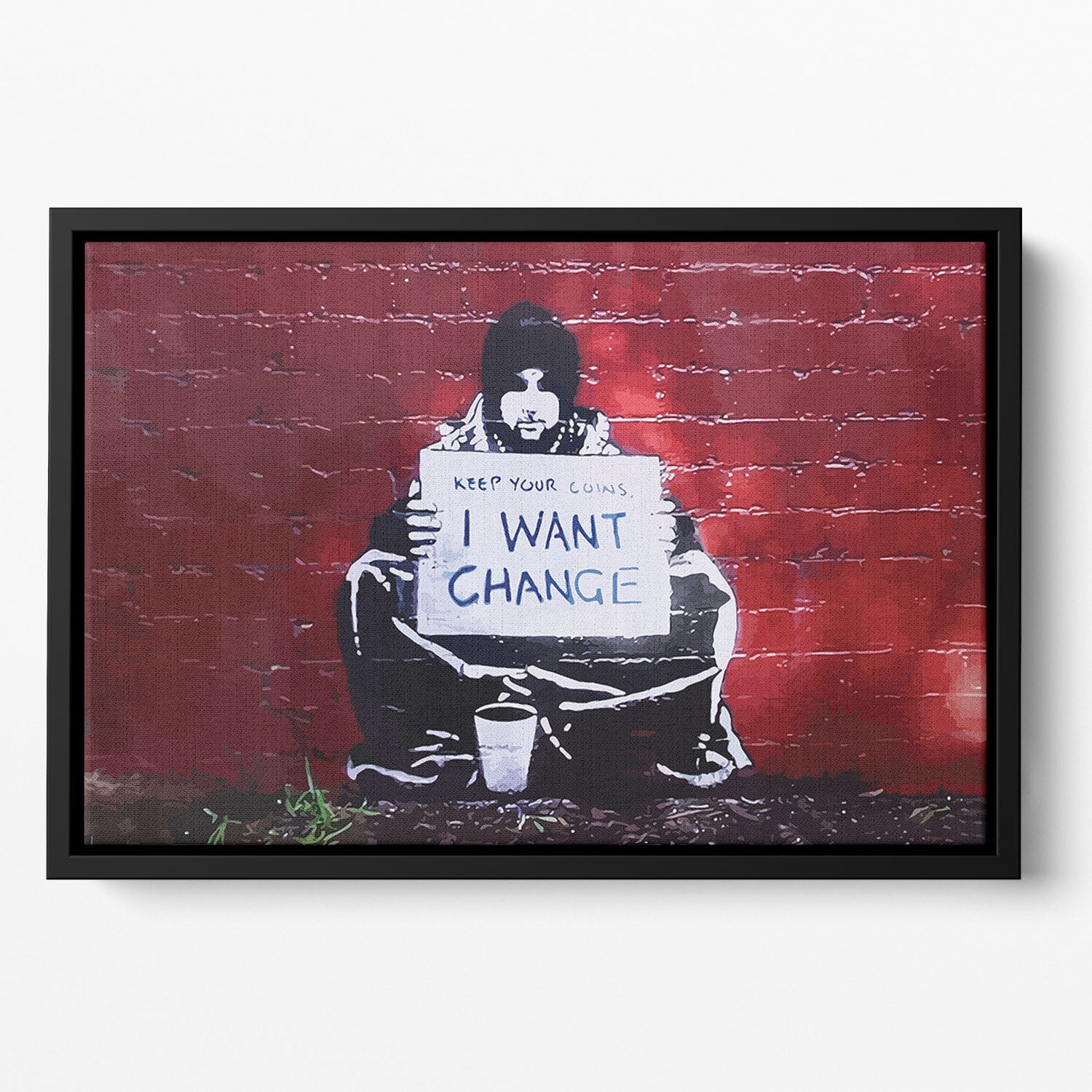 Banksy Keep Your Coins Floating Framed Canvas