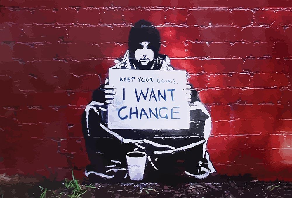 Banksy Keep Your Coins Wall Mural Wallpaper - Canvas Art Rocks - 1