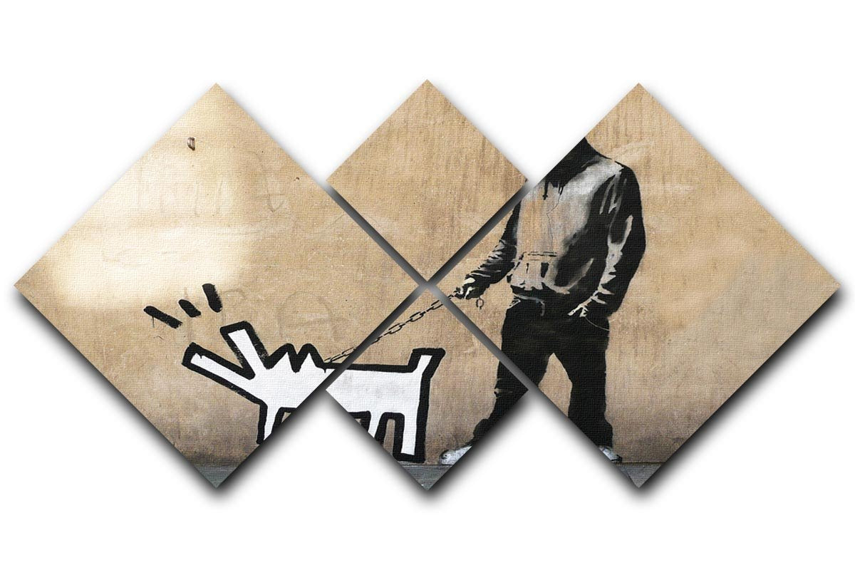 Banksy Keith Haring Dog 4 Square Multi Panel Canvas  - Canvas Art Rocks - 1
