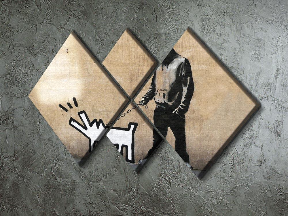 Banksy Keith Haring Dog 4 Square Multi Panel Canvas - Canvas Art Rocks - 2