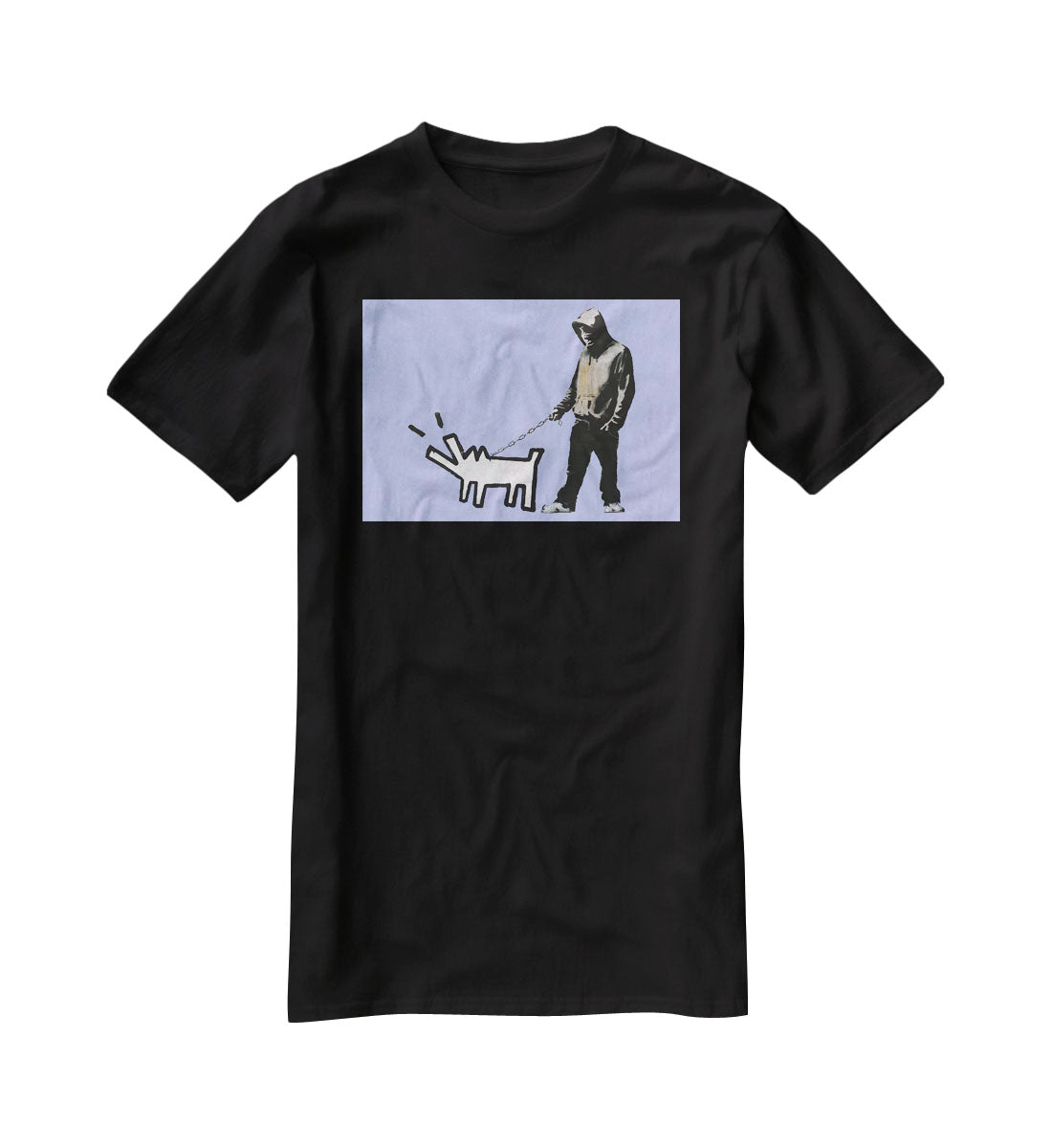Banksy Keith Haring Dog Blue T-Shirt - Canvas Art Rocks - 1