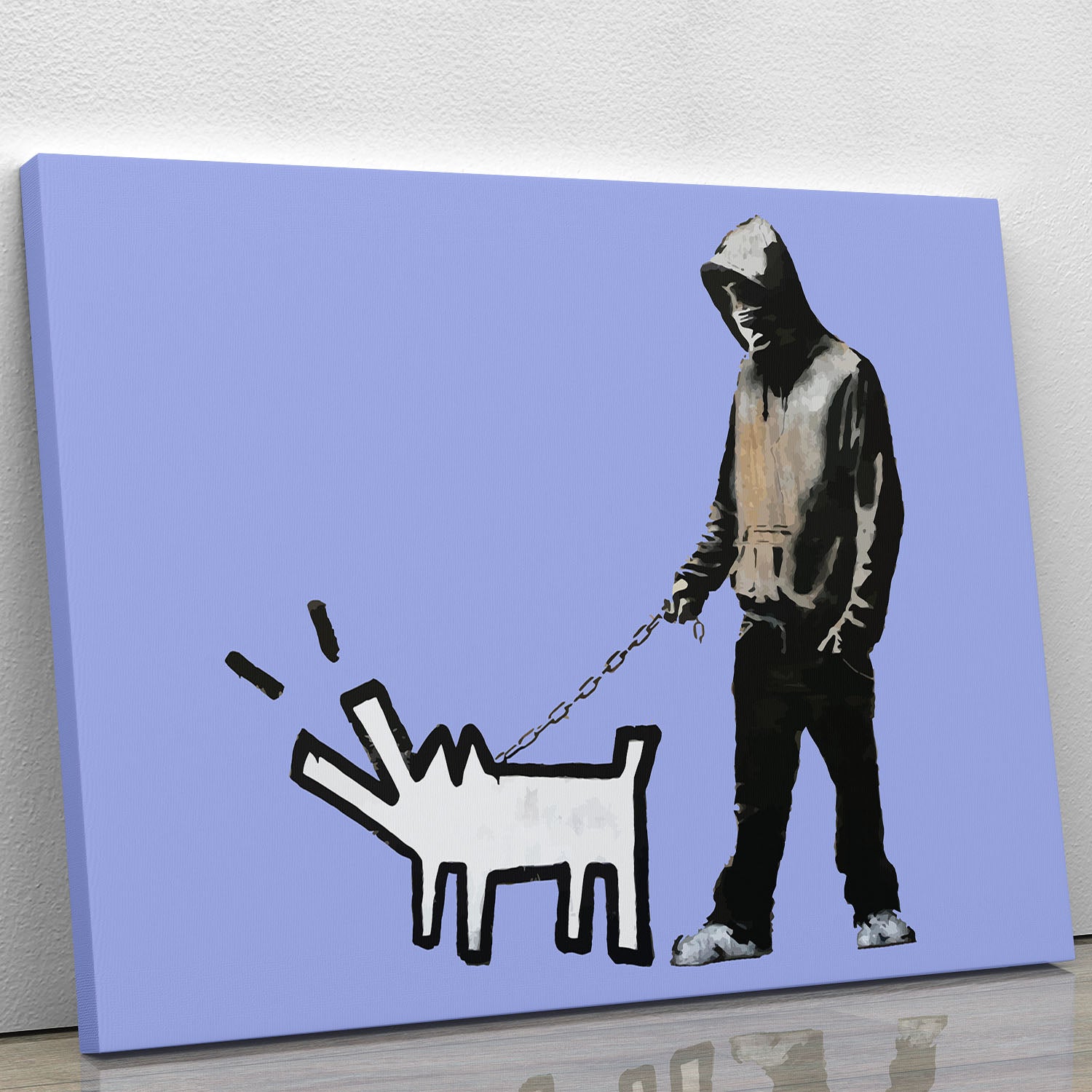Banksy Keith Haring Dog Blue Canvas Print or Poster - Canvas Art Rocks - 1