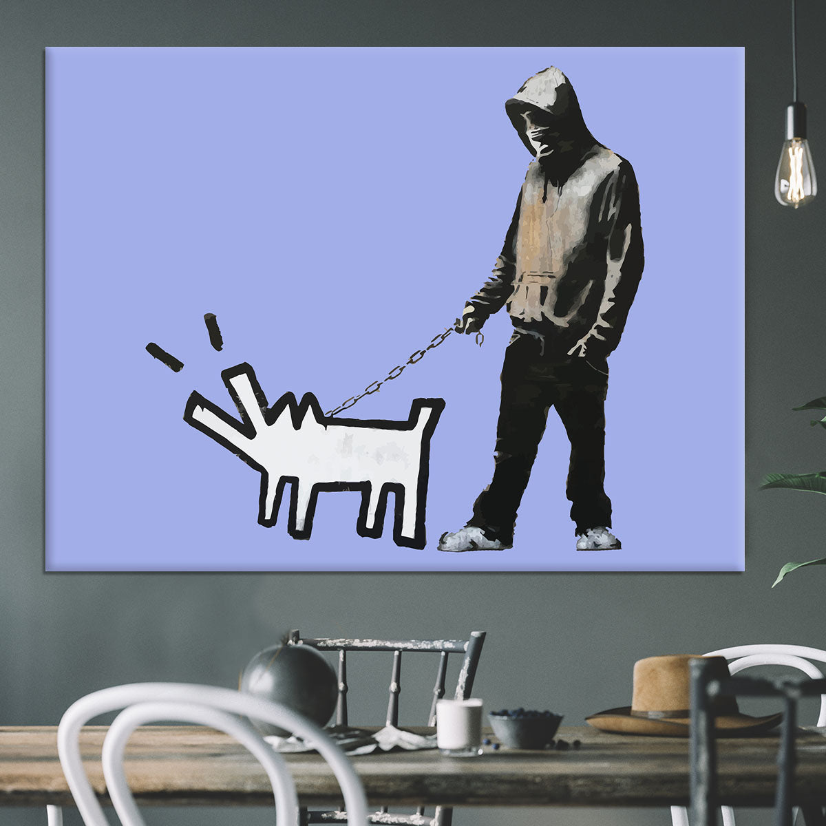 Banksy Keith Haring Dog Blue Canvas Print or Poster - Canvas Art Rocks - 3