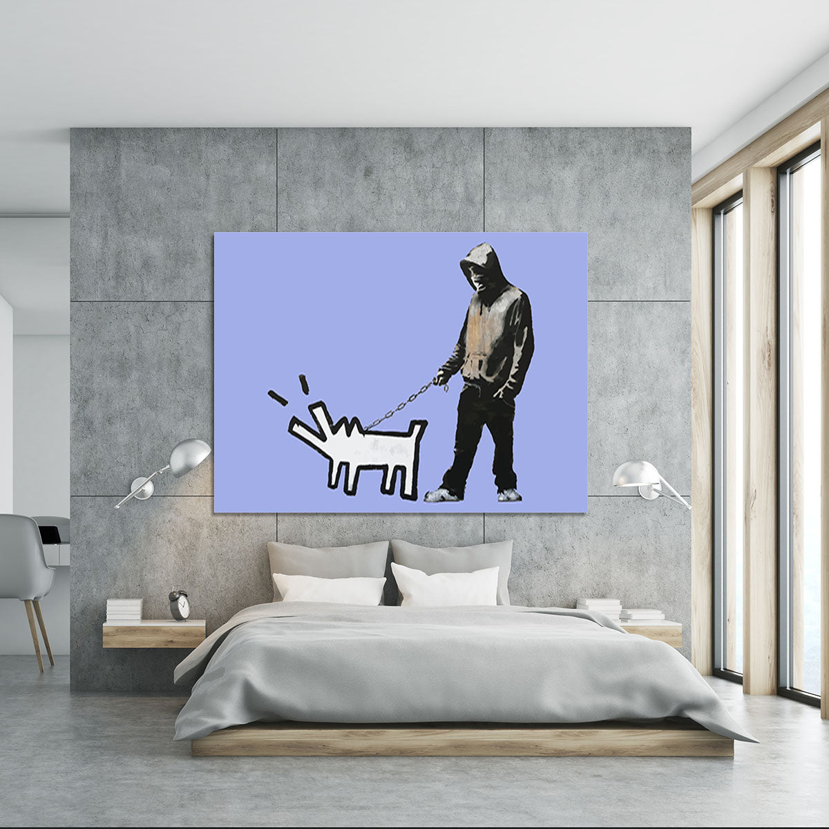 Banksy Keith Haring Dog Blue Canvas Print or Poster - Canvas Art Rocks - 5