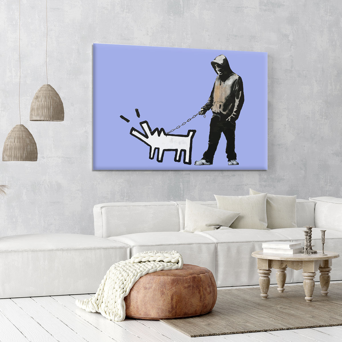 Banksy Keith Haring Dog Blue Canvas Print or Poster - Canvas Art Rocks - 6