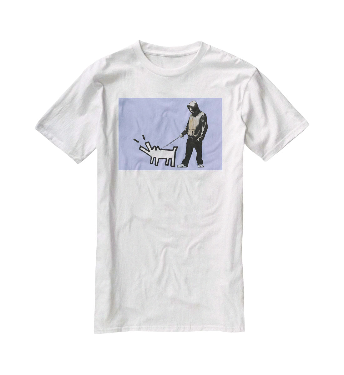 Banksy Keith Haring Dog Blue T-Shirt - Canvas Art Rocks - 5