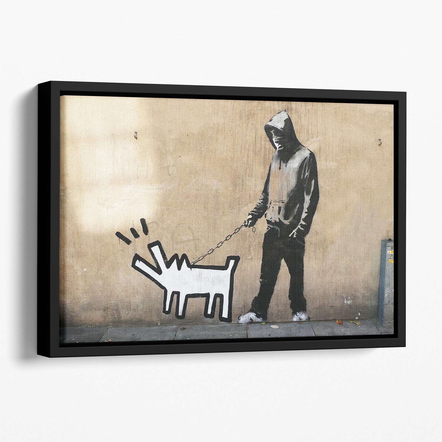 Banksy Keith Haring Dog Floating Framed Canvas