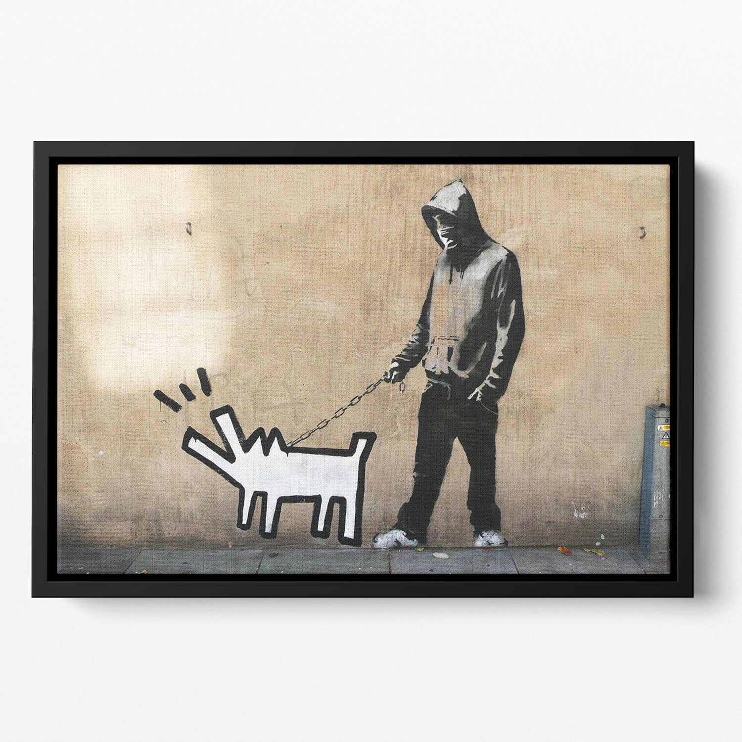 Banksy Keith Haring Dog Floating Framed Canvas