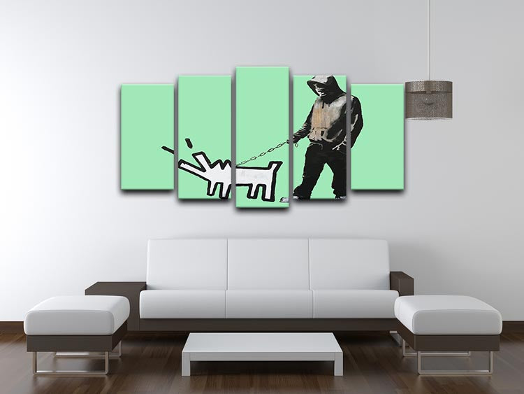 Banksy Keith Haring Dog Green 5 Split Panel Canvas - Canvas Art Rocks - 3
