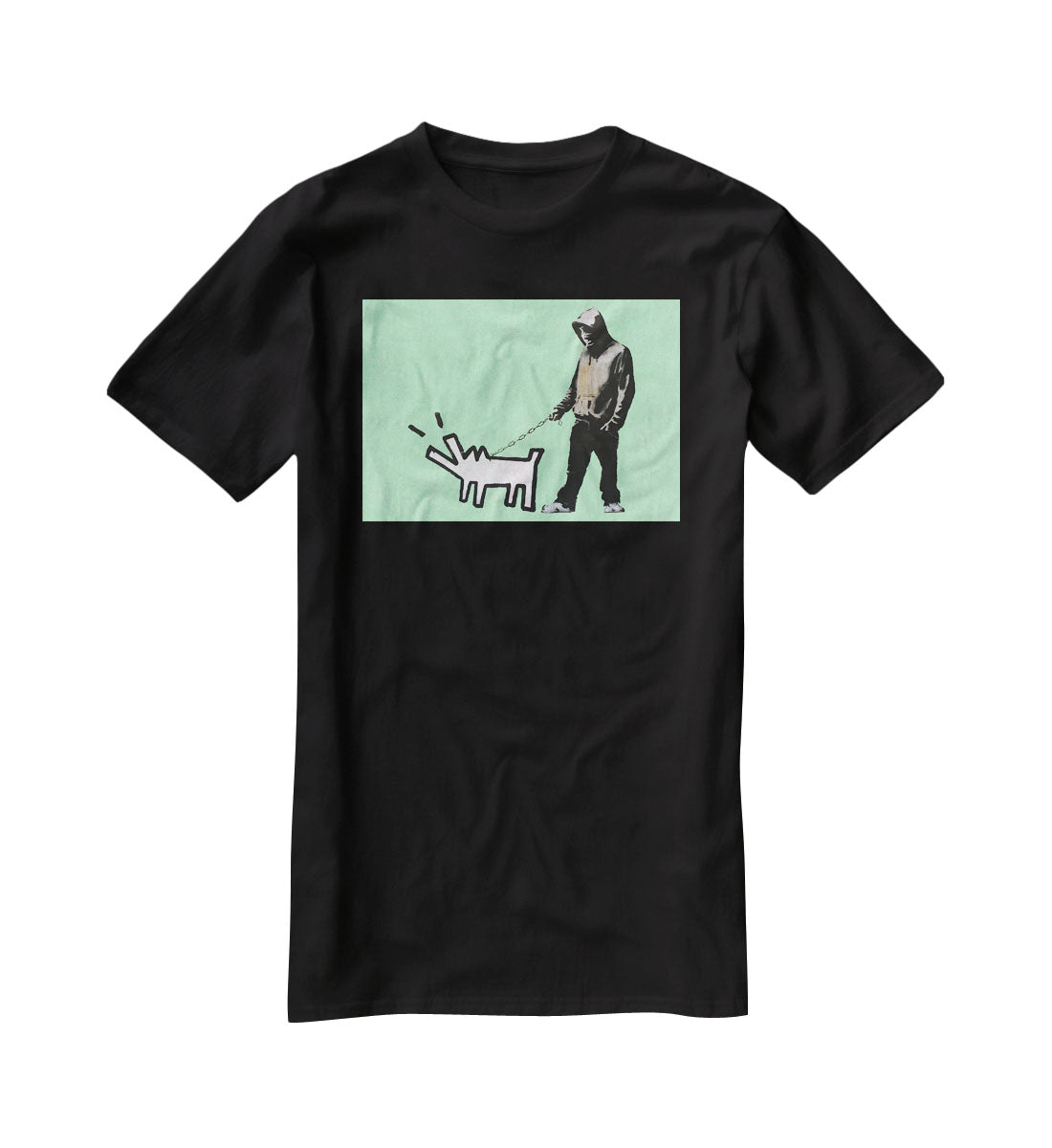 Banksy Keith Haring Dog Green T-Shirt - Canvas Art Rocks - 1