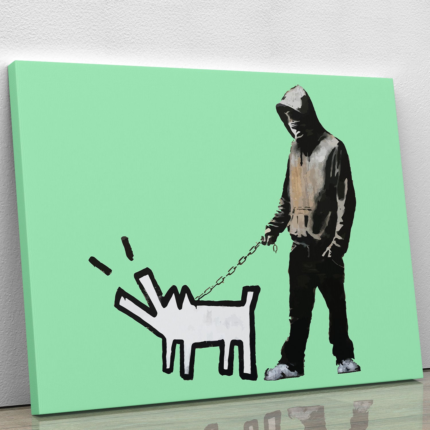 Banksy Keith Haring Dog Green Canvas Print or Poster - Canvas Art Rocks - 1