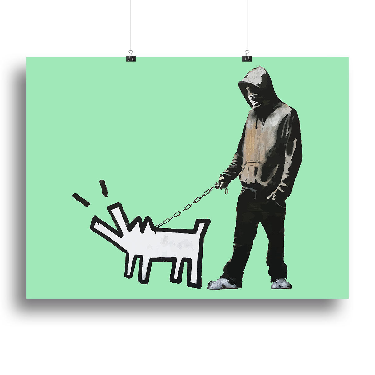 Banksy Keith Haring Dog Green Canvas Print or Poster - Canvas Art Rocks - 2