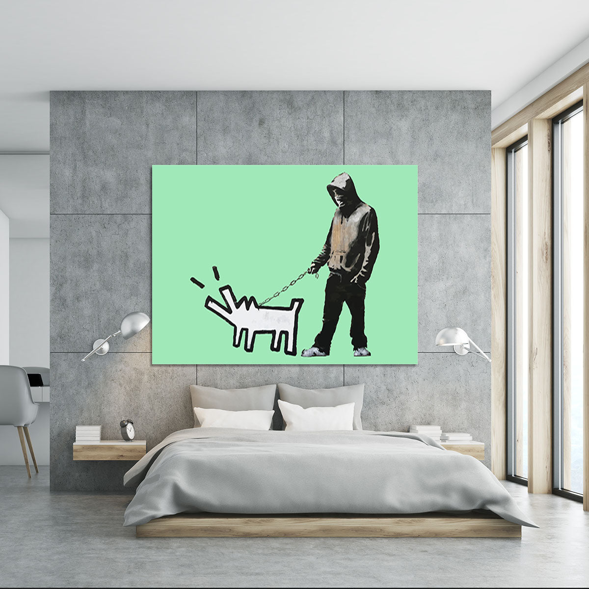 Banksy Keith Haring Dog Green Canvas Print or Poster - Canvas Art Rocks - 5