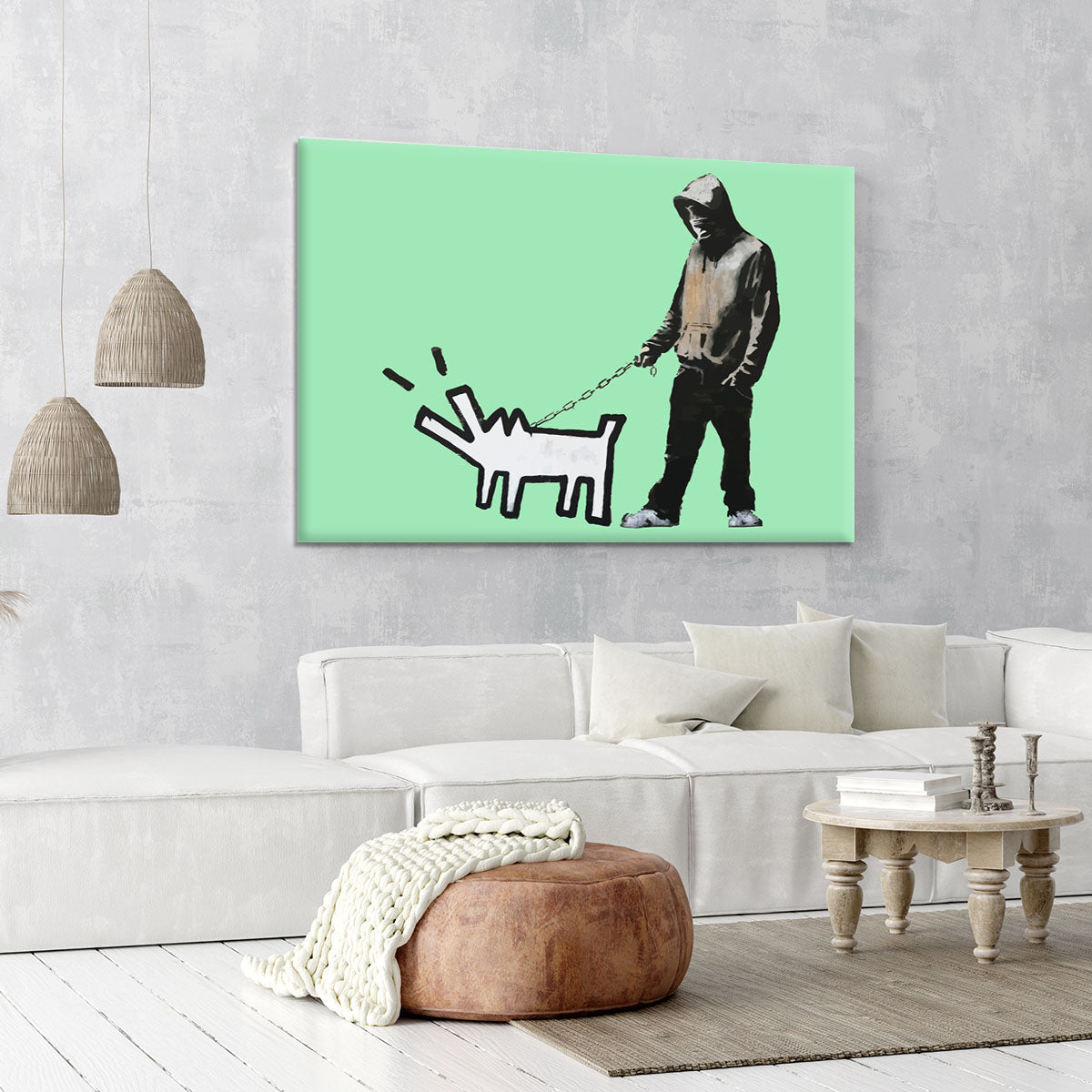 Banksy Keith Haring Dog Green Canvas Print or Poster - Canvas Art Rocks - 6