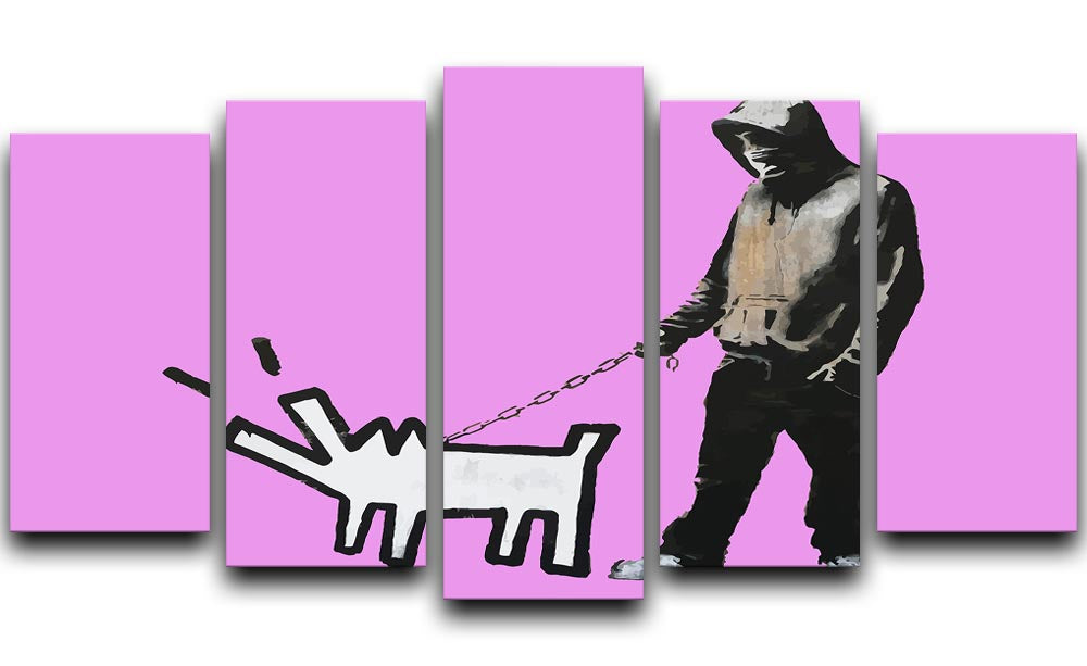 Banksy Keith Haring Dog Purple 5 Split Panel Canvas - Canvas Art Rocks - 1