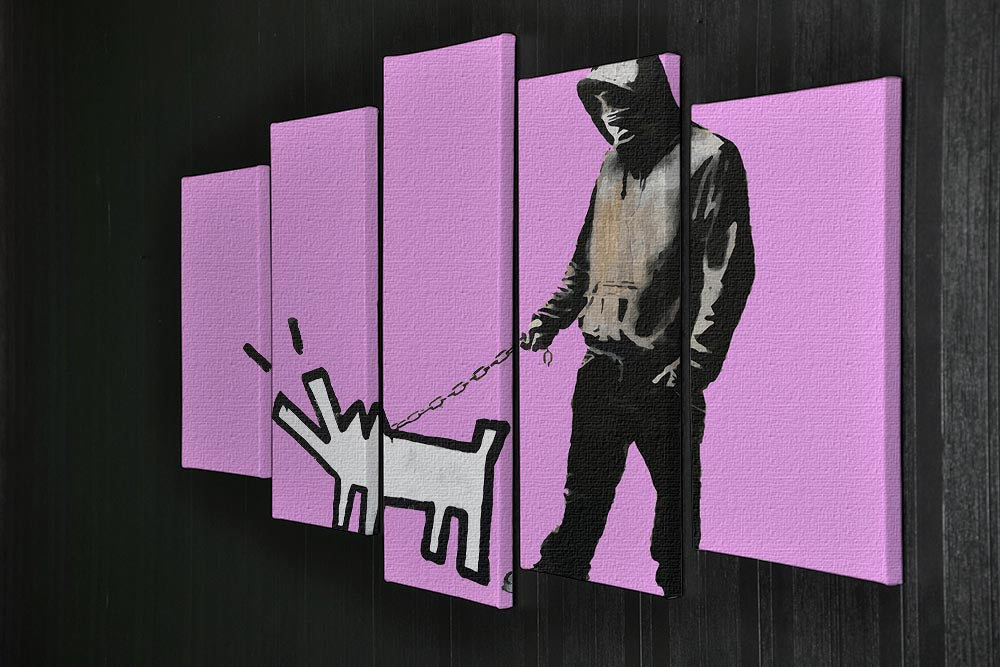 Banksy Keith Haring Dog Purple 5 Split Panel Canvas - Canvas Art Rocks - 2