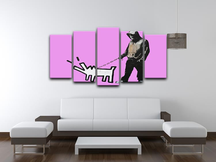 Banksy Keith Haring Dog Purple 5 Split Panel Canvas - Canvas Art Rocks - 3