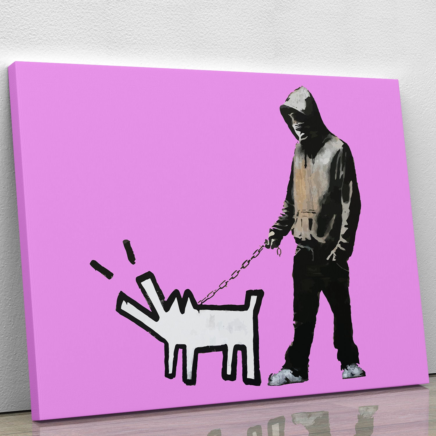 Banksy Keith Haring Dog Purple Canvas Print or Poster - Canvas Art Rocks - 1