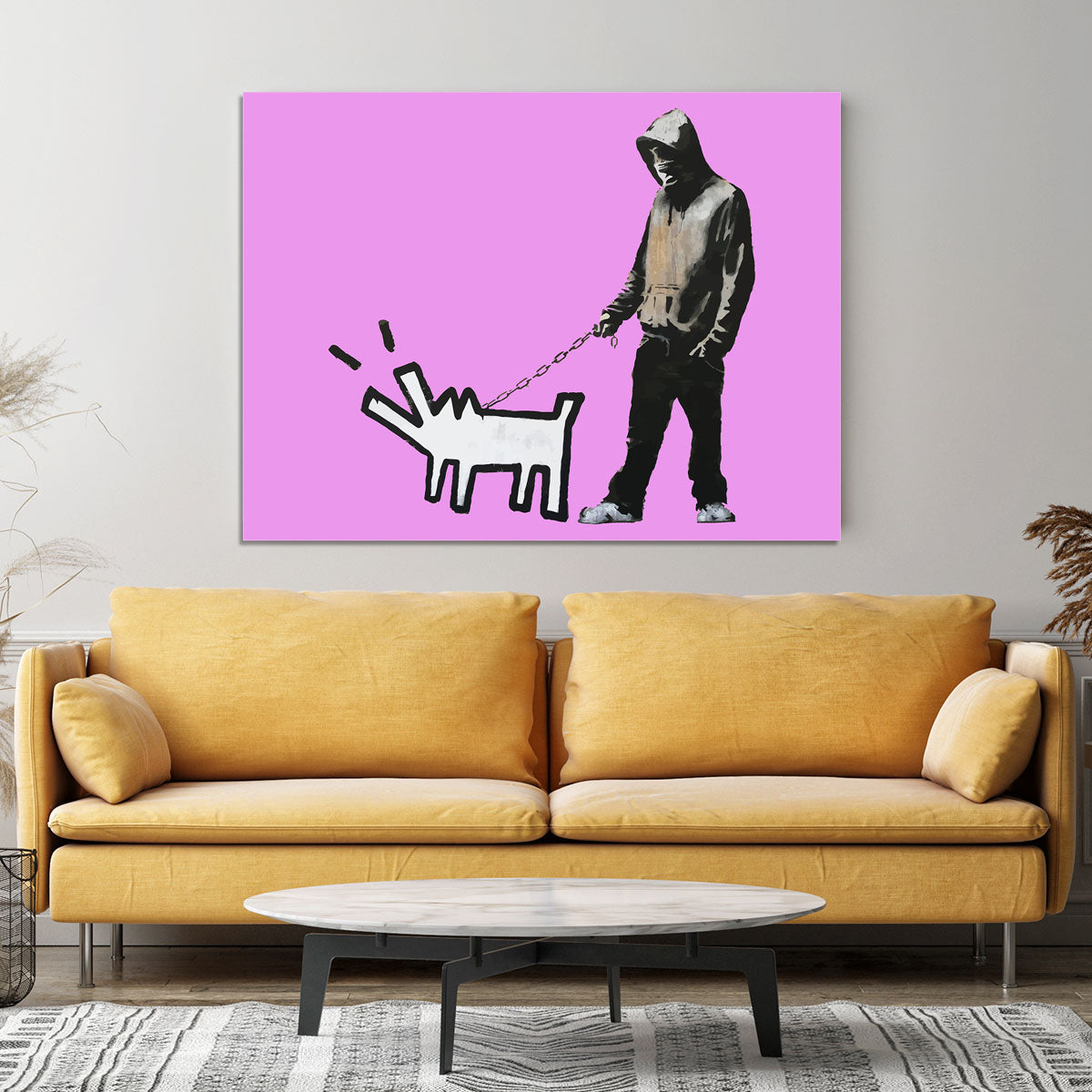 Banksy Keith Haring Dog Purple Canvas Print or Poster - Canvas Art Rocks - 4