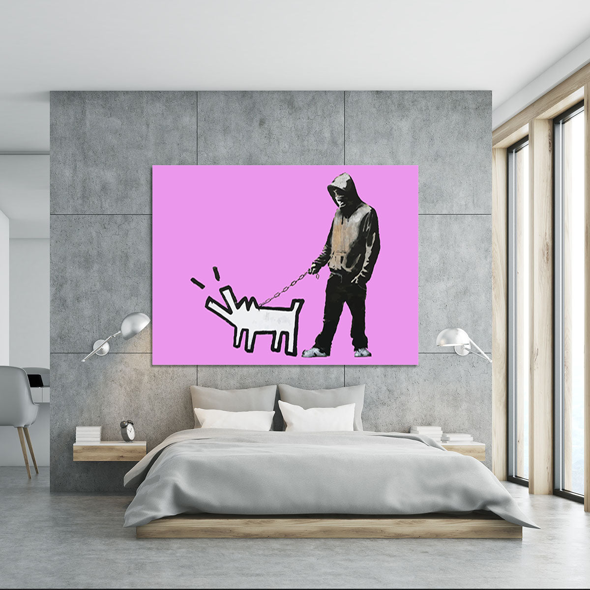 Banksy Keith Haring Dog Purple Canvas Print or Poster - Canvas Art Rocks - 5