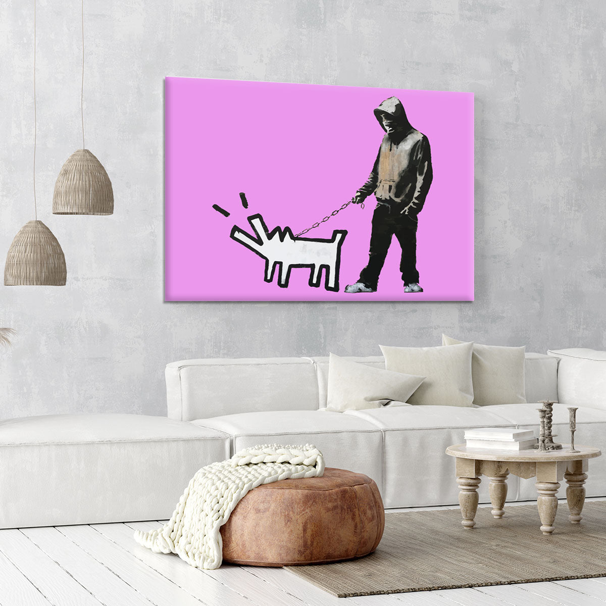 Banksy Keith Haring Dog Purple Canvas Print or Poster - Canvas Art Rocks - 6