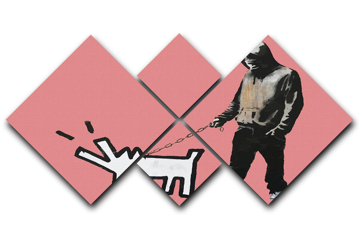 Banksy Keith Haring Dog Red 4 Square Multi Panel Canvas - Canvas Art Rocks - 1