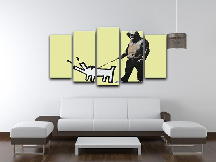 Banksy Keith Haring Dog Yellow 5 Split Panel Canvas - Canvas Art Rocks - 3