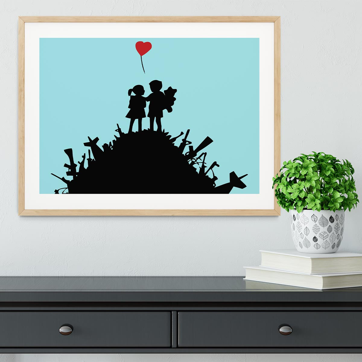 Banksy Kids On Gun Hill Light Blue Framed Print - Canvas Art Rocks - 3