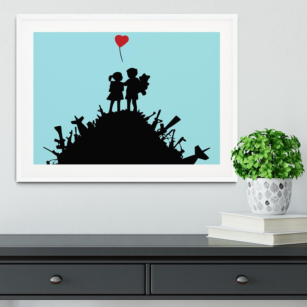 Banksy Kids On Gun Hill Light Blue Framed Print - Canvas Art Rocks - 5