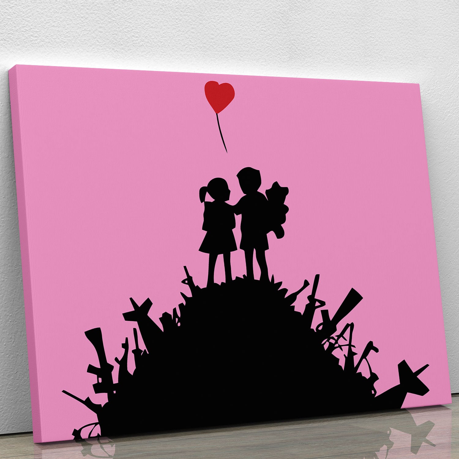 Banksy Kids On Gun Hill Pink Canvas Print or Poster - Canvas Art Rocks - 1