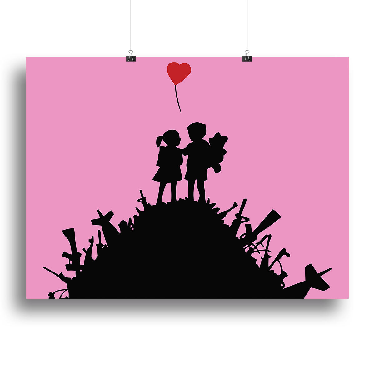 Banksy Kids On Gun Hill Pink Canvas Print or Poster - Canvas Art Rocks - 2