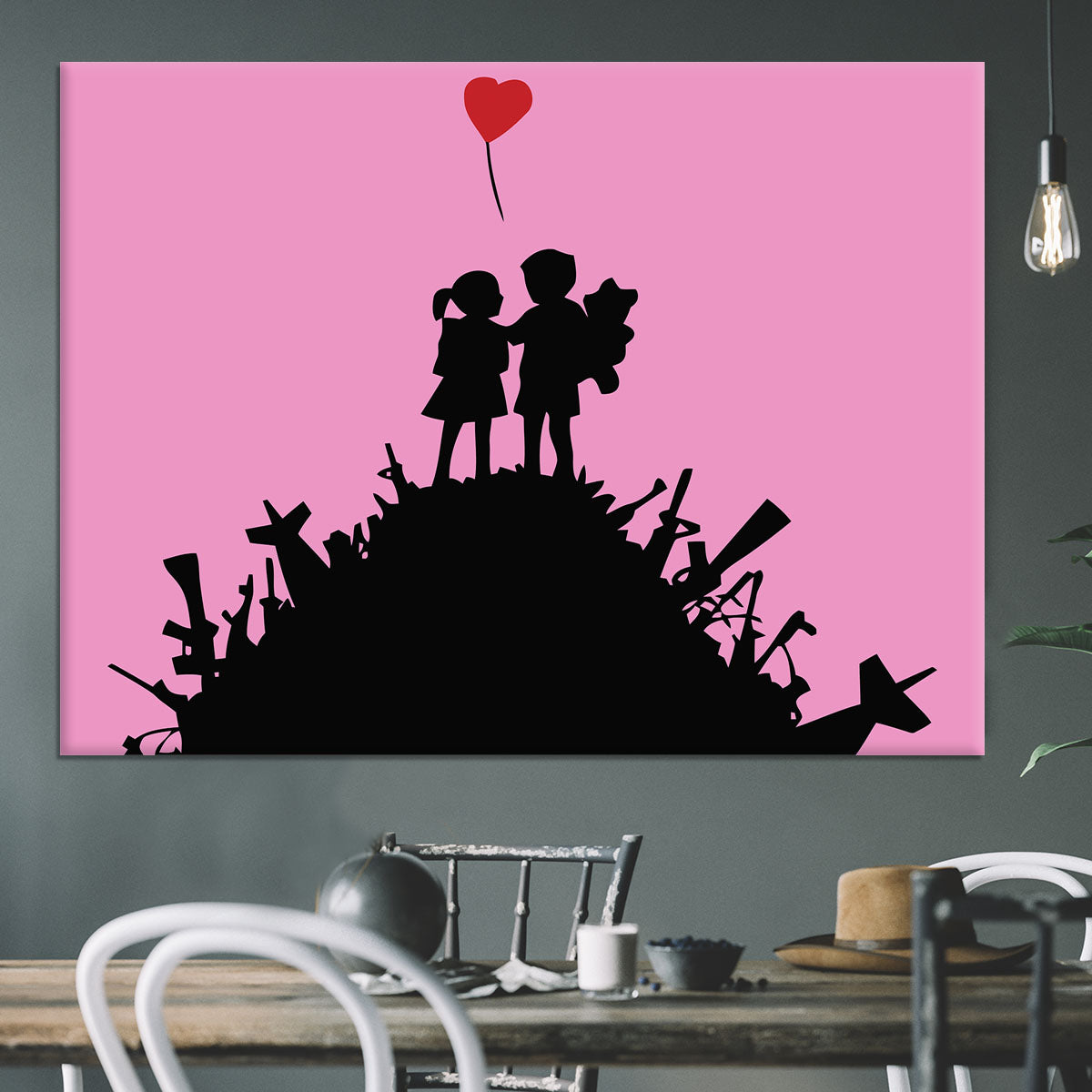 Banksy Kids On Gun Hill Pink Canvas Print or Poster - Canvas Art Rocks - 3