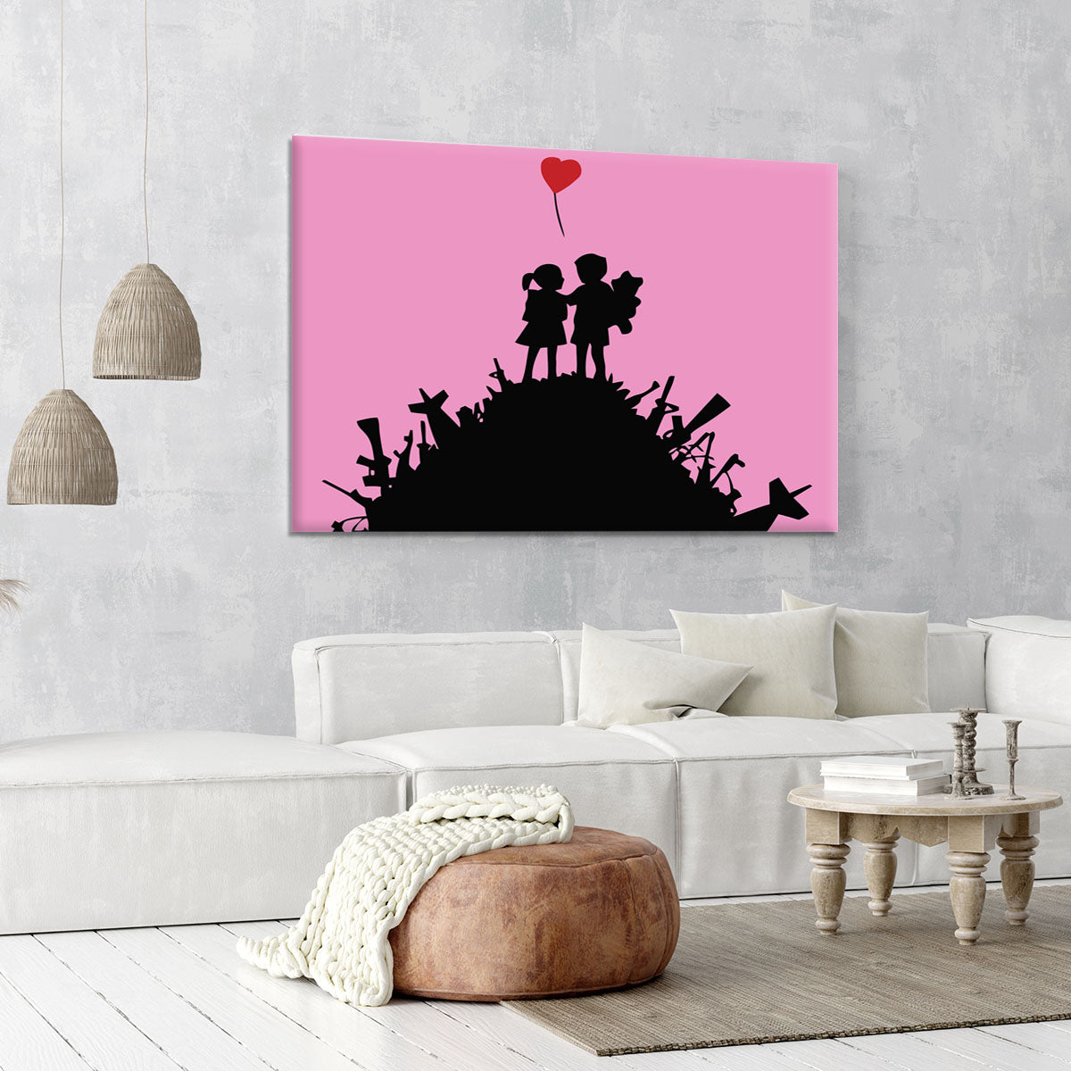 Banksy Kids On Gun Hill Pink Canvas Print or Poster - Canvas Art Rocks - 6