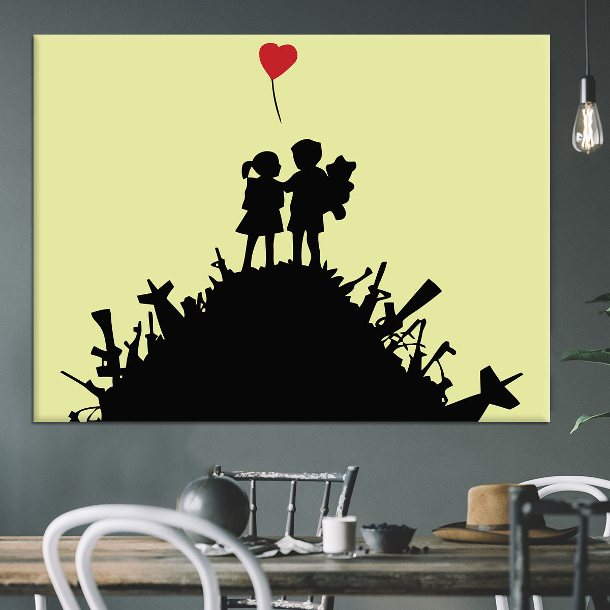 Banksy Kids On Gun Hill Yellow Canvas Print or Poster - Canvas Art Rocks - 3