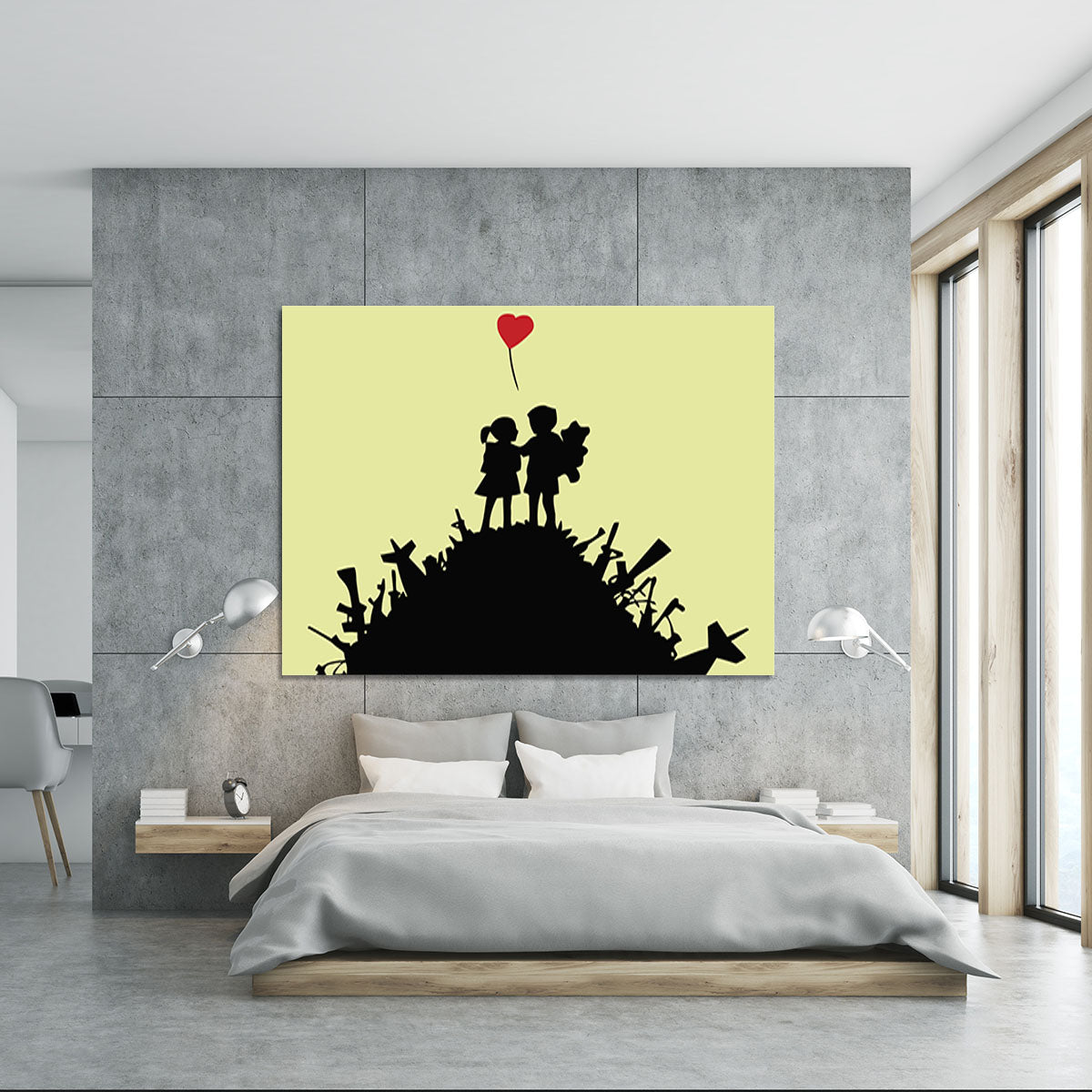 Banksy Kids On Gun Hill Yellow Canvas Print or Poster - Canvas Art Rocks - 5