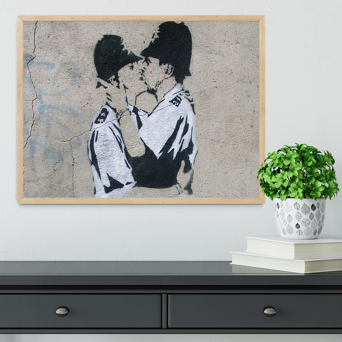 Banksy Kissing Policemen Framed Print