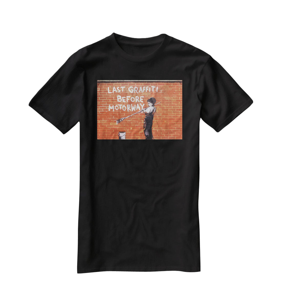 Banksy Last Graffiti Before Motorway T-Shirt - Canvas Art Rocks - 1