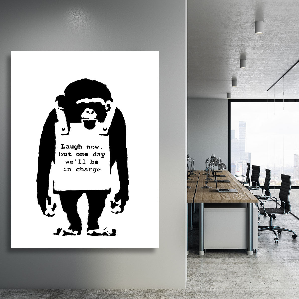 Banksy Laugh Now Monkey Canvas Print or Poster