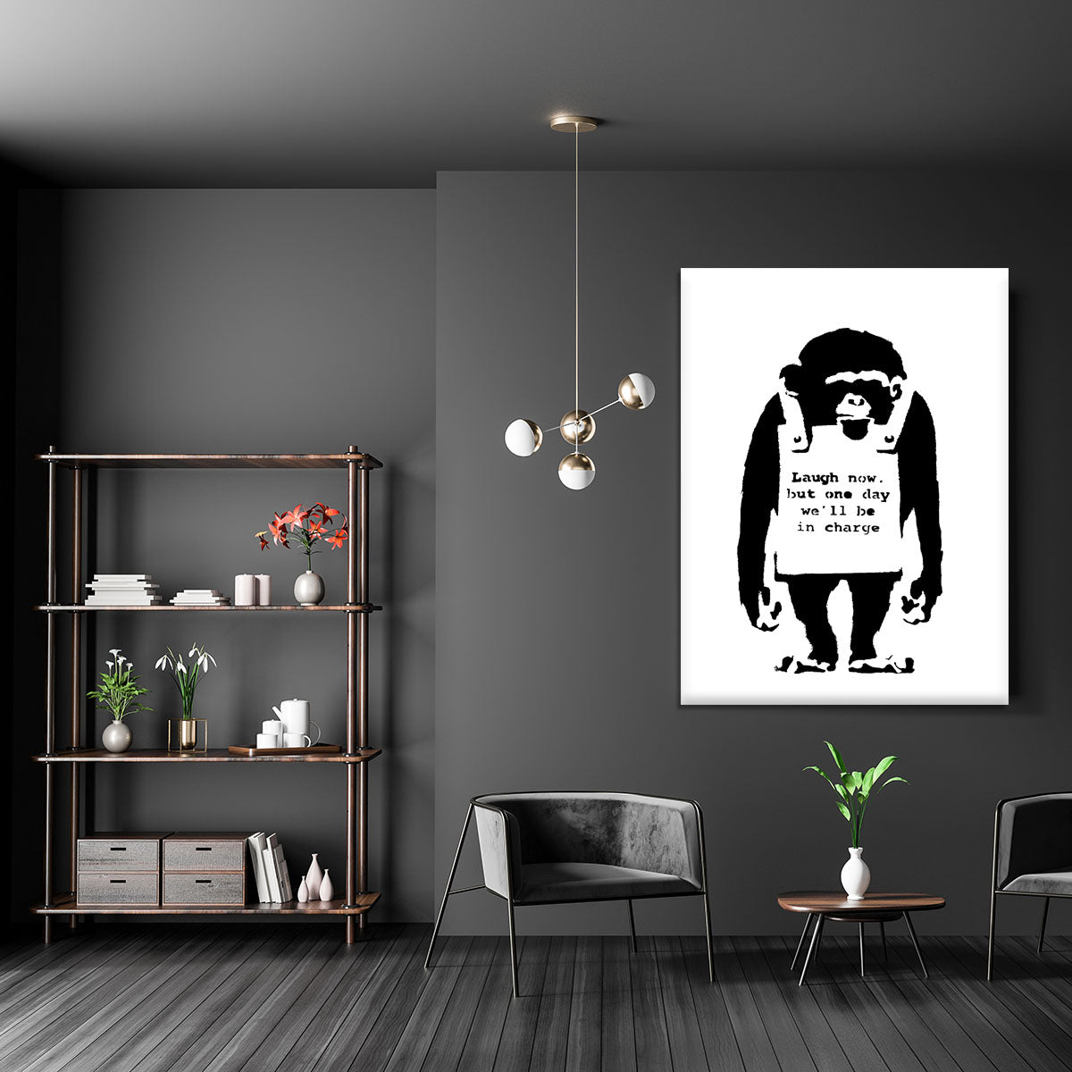 Banksy Laugh Now Monkey Canvas Print or Poster