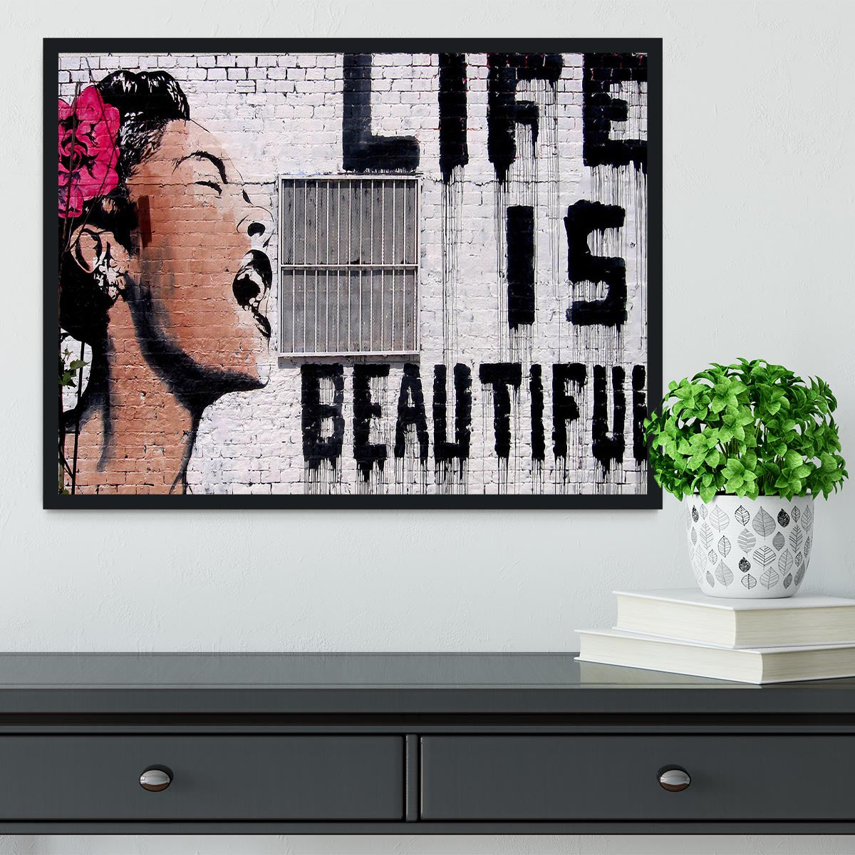 Banksy Life is Beautiful  - Version 2 Framed Print