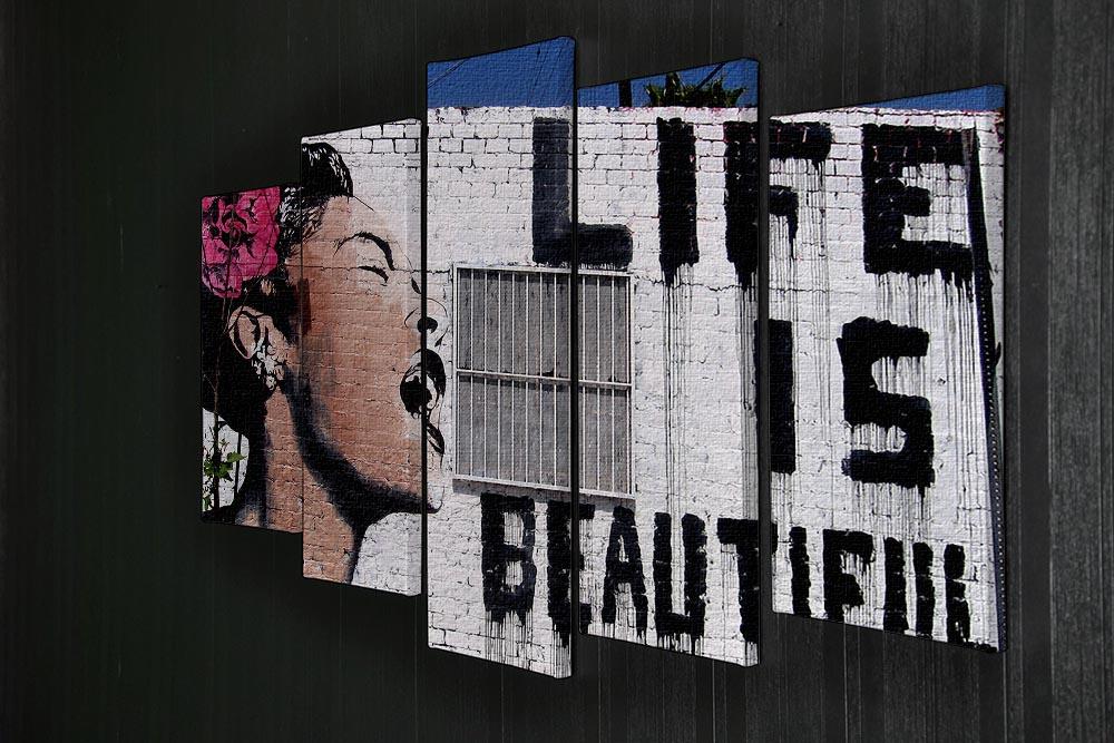 Banksy Life is Beautiful 5 Split Panel Canvas - Canvas Art Rocks - 2
